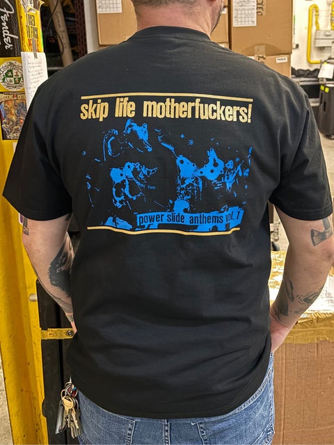 SKIPLIFE - SKIP LIFE MOTHERFUCKERS! BLACK T-SHIRT