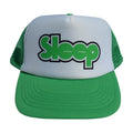 SLEEP LOGO GREEN TRUCKER HAT